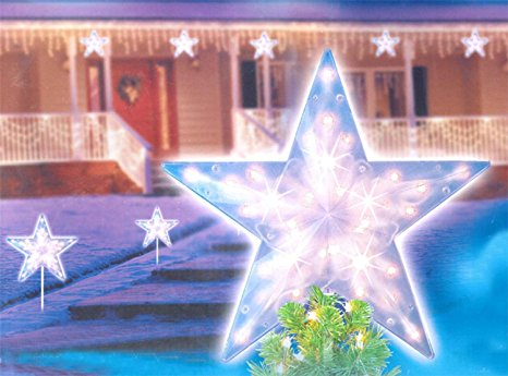 Sienna Clear Lighted Twinkling Christmas Star Pathway Marker, 14"