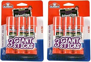 Elmer's Disappearing Purple School Glue Sticks, Washable, 22 Grams, 3 Count (Pack of 2)