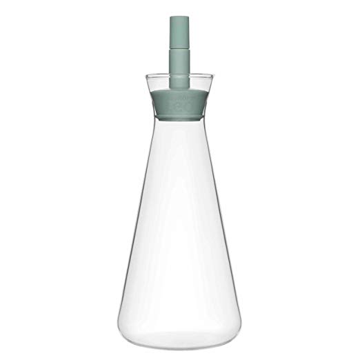 BergHOFF Leo Collection | 10-Inch Glass Oil Dispenser | Ergonomic Design | Heat-Resistant Borosilicate Glass | Stainless-Steel, Silicone Coated Mint Green Drip Free Spout