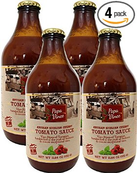 Italian Tomato Sauce No Sugar Added, Low Sodium, Low acid | from Sicily, made with vine-ripened tomatoes handpicked at the peak of freshness to ensure exceptional taste | 11.6 oz (4-Pack) - Papa Vince