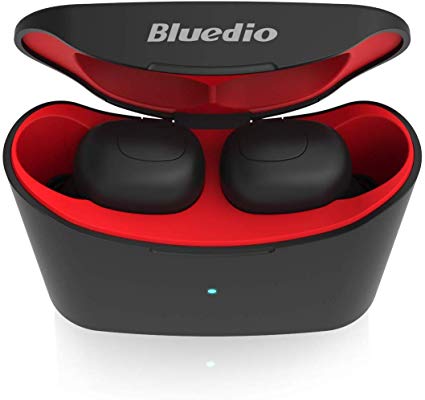 Bluedio T Elf True Wireless Earbuds Headphones, 35Hrs Bluetooth 5.0 Auto Pairing in-Ear Earphones, Wireless Headset with Charging Case Earpiece for iPhone, Android Phone, iPad, Laptop, Red