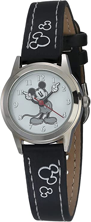 Disney Women's MK1006 Mickey Mouse White Dial Black Strap Watch