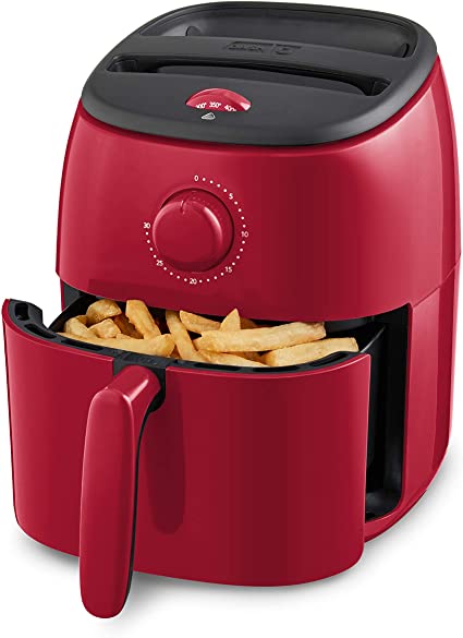 Dash Tasti-Crisp Electric Air Fryer   Oven Cooker with Temperature Control, Non-stick Fry Basket, Recipe Guide   Auto Shut Off Feature, 1000-Watt, 2.6 Quart - Red