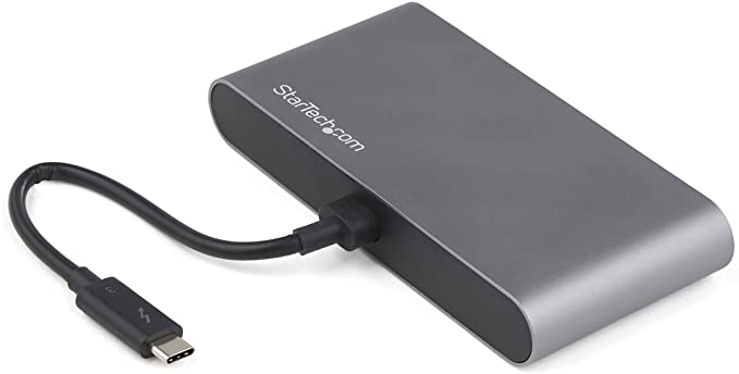 StarTech.com Thunderbolt 3 Mini Dock - Portable Dual Monitor w/DP 4K 60Hz - 2X USB-A Hub (3.2/2.0), GbE - 28cm Cable - TB3 Multiport Adapter - Mac/Windows - Upgraded Version of TB3DKM2DP (TB3DKM2DPL)