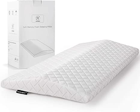 HOKEKI Back Pillow for Lower Back Pain for Bed, Lumbar Back Support Memory Foam Pillow with Removable Zipper Breathable Pillow Covers to Relieve Sciatic Pain, Hip Pain and Joint Pain (White)