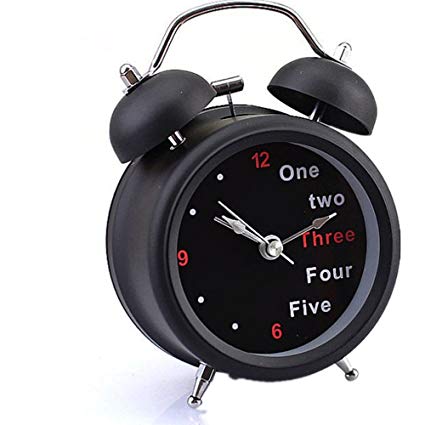 YIWULA Classic Number/English Retro Double Bell Desk Table Alarm Clock (B)
