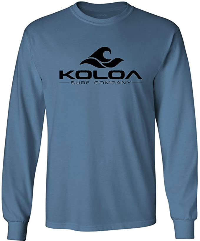 Koloa Surf. Wave Logo Long Sleeve Heavy Cotton T-Shirts in Regular, Big and Tall