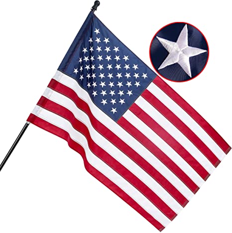 American Flag 2.5x4 ft Pole Sleeve Style: Longest Lasting US Sleeved Flag Made from Nylon, Embroidered Stars, Sewn Stripes, UV Protection Perfect for Outdoors! USA Flag