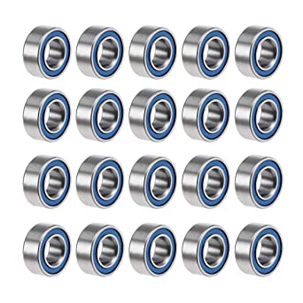 uxcell MR105-2RS Deep Groove Ball Bearings 5mm Inner Dia 10mm OD 4mm Bore Double Sealed Chrome Steel Blue Seal Z2 20pcs