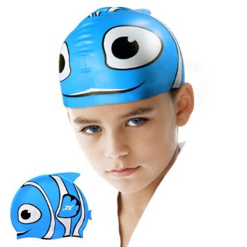 Swim Cap, ZIONOR Junior Swimming Cap with Cute and Fun Animal Series, Waterproof and Stretchy, for Boy and Girls 3-12 Age