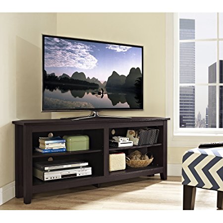 WE Furniture 58" Wood Corner TV Stand Console, Espresso