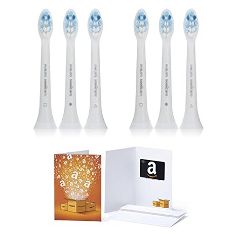 Philips Sonicare Pro Results Gum Health Toothbrush Heads (6-count) with $10 Amazon.com Gift Card, Frustration Free Packaging