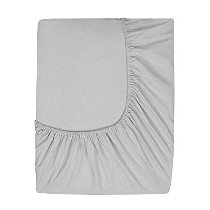 Prime Deep Pocket Fitted Sheet - Brushed Velvety Microfiber - Breathable, Extra Soft and Comfortable - Winkle, Fade, Stain Resistant (Grey, Queen)