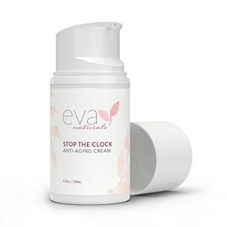Eva Naturals Stop the Clock Anti-Aging Cream (1.7oz) - Natural Moisturizer for Face Visibly Reduces Wrinkles, Provides a Younger-Looking Complexion - With Glycolic and Ascorbic Acids - Premium Quality