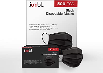 Disposable Black Face Mask 10 Pack (500 Masks) Black Masks