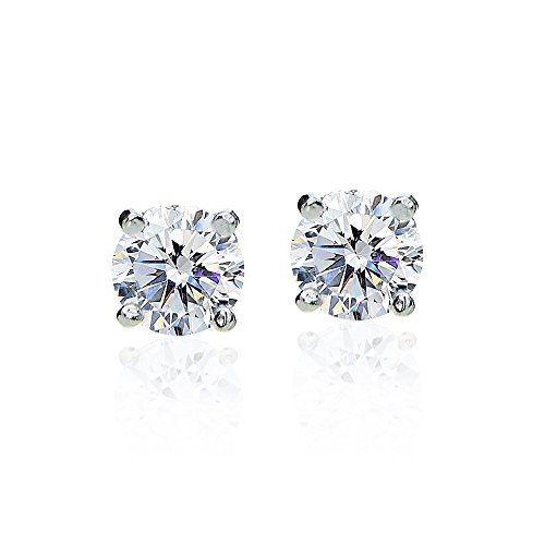 Sterling Silver 2ct Round Solitaire Stud Earrings set with Swarovski Zirconia