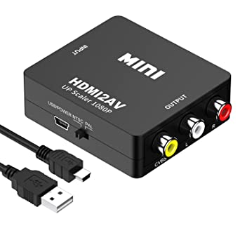 HDMI to AV Converter, HDMI to RCA Adapter, 1080p HDMI to AV 3RCA CVBs Composite Video Audio Converter Adapter for TV/PS3/VHS/VCR/DVD/PC/Blu-Ray DVD