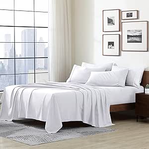 Cathay Home Essentials Ultra Soft Hypoallergenic Wrinkle Resistant Double Brushed Microfiber Bedding Sheet Set, White, Queen