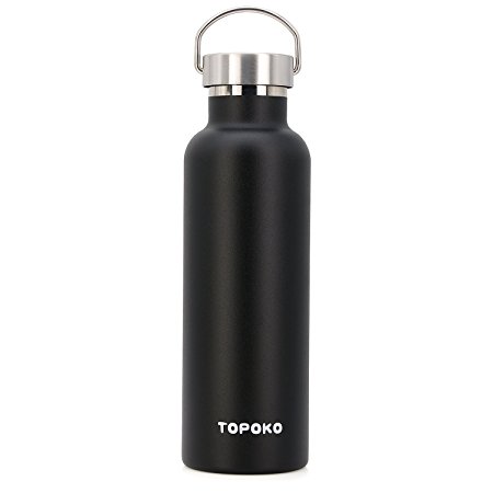 TOPOKO 25 oz Stainless Steel Vacuum Insulated Water Bottle, Keeps Drink Cold up to 24 hours & Hot up to 12 hours, Leak Proof and Sweat Proof. Large Capacity Sports Bottle