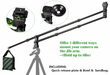 IMORDEN 5.7ft CarbonFiber Mini dslr Camera Crane Jib Arm(hold up to 8lbs) with Quick release plate, bowl, Sandbag, Environment-friendly Carrying Bag