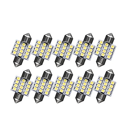 YINTATECH Glove Box Lights, 10pcs 31mm 12SMD Festoon Dome Map Interior Cool White LED Light Lamp DE3175 DE3022 DE3021