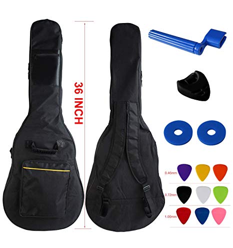 YMC 3/4 Size 36 Inch Waterproof Dual Adjustable Shoulder Strap Acoustic Guitar Gig Bag 5mm Padding Backpack with Accessories -For 36" Acoustic Classic Guitar