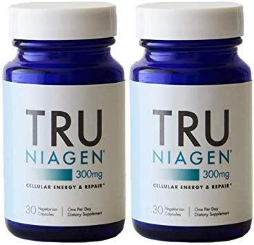 TRU NIAGEN Nicotinamide Riboside - Patented NAD Booster for Cellular Repair & Energy, 300mg Vegetarian Capsules, 300mg Per Serving, 30 Day Bottle (2 Pack)