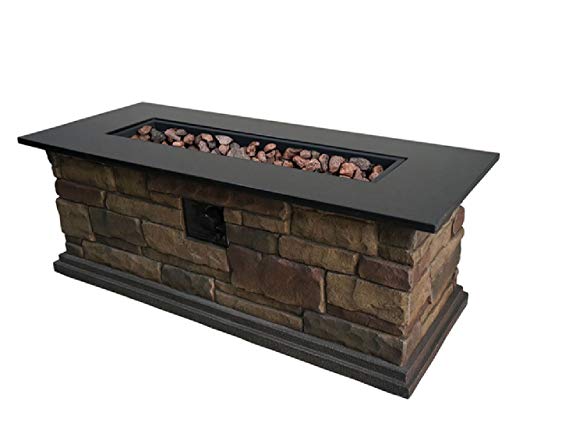 Granite Top 20-in W 50,000-BTU Stone Look Composite Liquid Propane Fire Pit Table 48" Includes Cover