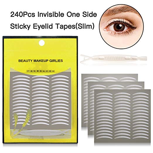 240Pcs Self-Adhesive One Side Eyelid Tapes Breathable Invisible Fiber Double Eyelid Stickers, Instant Eye Lift Strips, Big Eye Decoration Makeup Tools