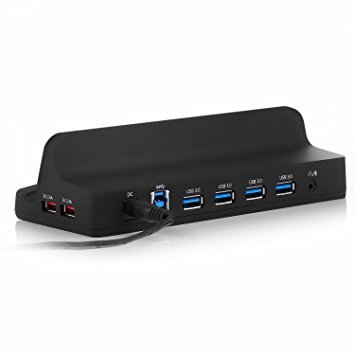 BESTEK 4 Port Powered USB 3.0 Hub and Dual Charging Port(5V 4.8A) Docking Station