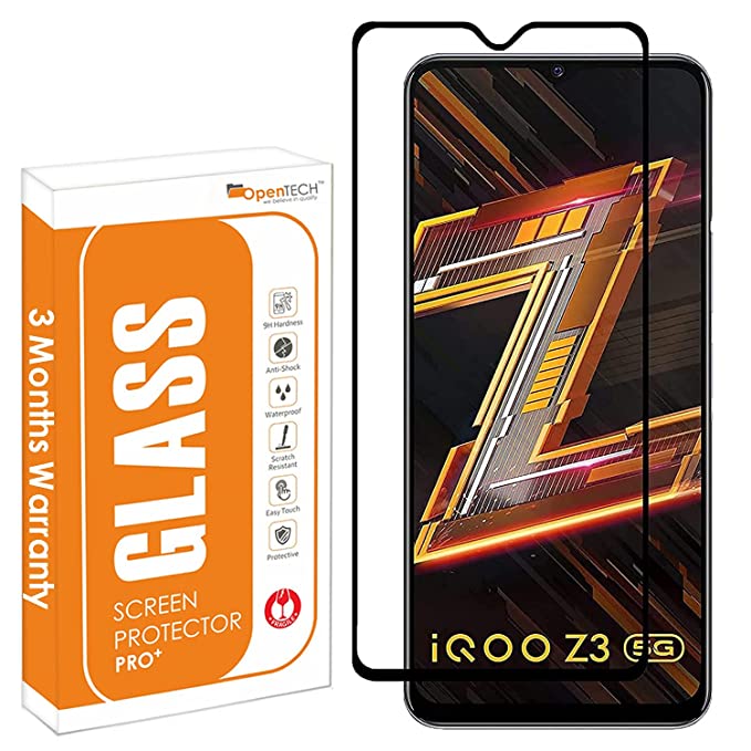 OpenTech® Tempered Glass Screen Protector Compatible with iQOO Z3 5G / iQOO Z6 5G with Edge to Edge Coverage and Easy Installation kit