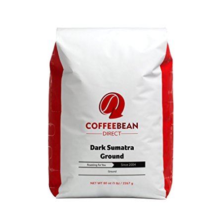 Coffee Bean Direct Dark Sumatra Ground Coffee, 5-Pound Bag