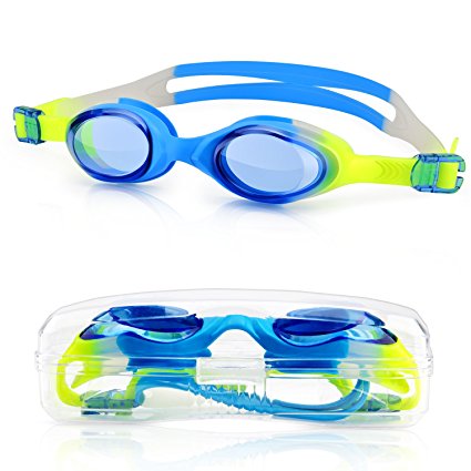 Kids Child Swim Goggles, Amazer Kid Child Swimming Goggles with Clear Vision Anti Fog UV Protection No Leak Come Easy to Adjust with Free Protection Case for Kids Child Early Teens