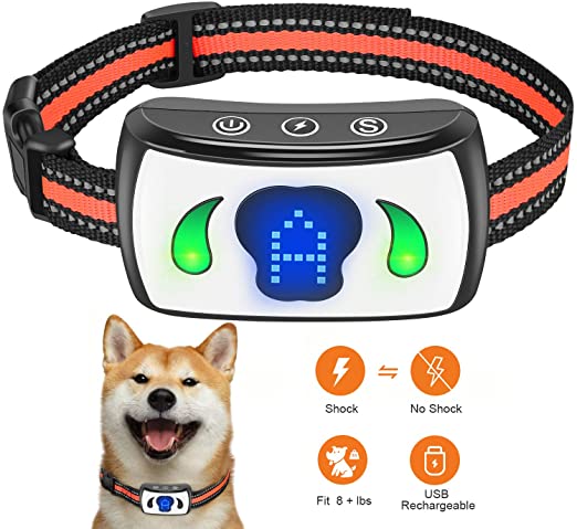 Pet Manka Dog Bark Collar 4 Adjustable Sensitivity and Intensity Levels-Dual USB Rechargeable,Humane,Waterproof Training Collars with LED Indicator for Small Medium Large Dogs