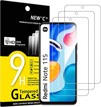 NEW'C 3 Piezas, Protector Pantalla para Xiaomi Redmi Note 11 4G (6.5"), Xiaomi Redmi Note 11S 4G, Cristal templado Antiarañazos, Antihuellas, Dureza 9H, 0.33 mm Ultra Transparente, Ultra Resistente