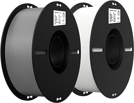 Creality 3D Printer Filament, PLA Filament 1.75mm Bundle for 3D Printing, Ender PLA Filament 3D Printers, No-Tangling, Strong Bonding & Overhang Performance, Accuracy  /- 0.02mm (White & Grey 2-Pack)