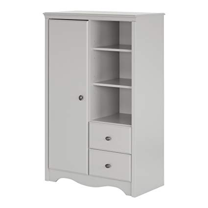 South Shore Angel Armoire with Drawers, Soft Gray