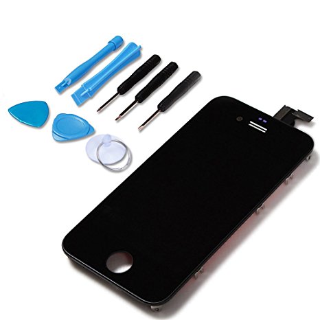 LL TRADER For iPhone 4 Black LCD Display Assembly and Touch Screen Digitizer Replacement Part with Tool Kit