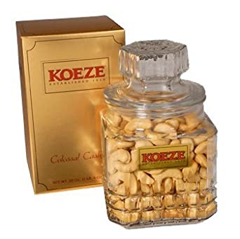 Koeze Colossal Cashews - 20 oz. Gift Jar - Roasted and Salted Jumbo Cashews - Perfect for celebrations, birthdays, holidays and more!