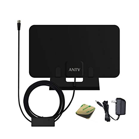 ANTV Digital Indoor TV Antenna 40 Miles Range with Built in Amplifier, HDTV Antenna 360 Degree Reception with Table Stand 9' Coaxial Cable