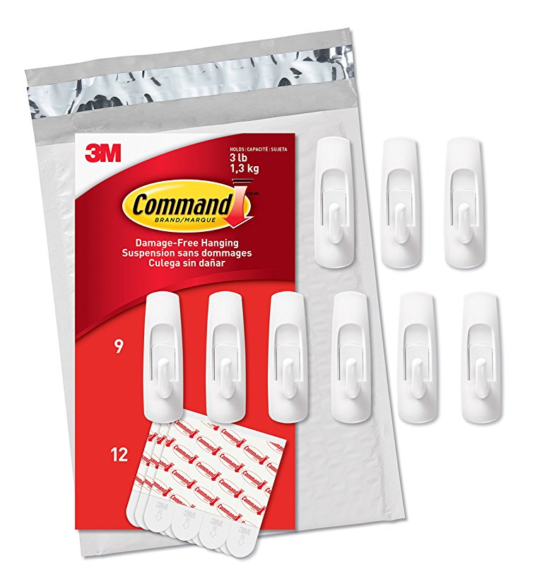 Command Medium Utility Hooks, 9-Hooks, 12-Strips (GP001-9NA) - Easy to Open Packaging