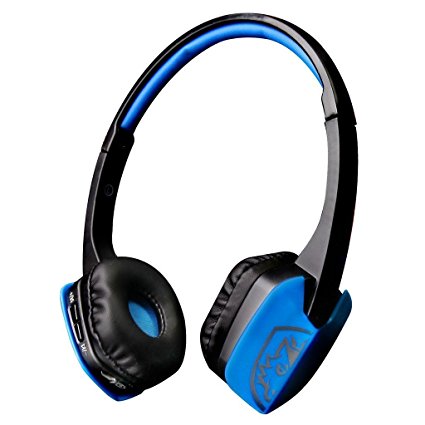 Sades D201 Bluetooth 4.1 Stereo Earpiece Headset Gaming Headphones with Mic on Ear for PC Laptop iPad iPhone Samsung and Other Smart Phones(BlackBlue)