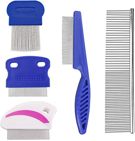 5 Pcs Dog Tear Stain Remover Combs Set,Sonku Pets Stainless Steel Grooming Combs,Gently and Effectively Removes Stains,Mucus and Crust