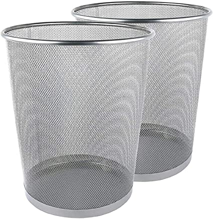 Greenco GRC2593 Mesh Wastebasket Trash Can, 6 Gallon, Silver, 2 Pack