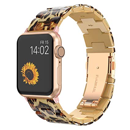 Wearlizer Womens Leopard Strap Compatible with Apple Watch Bands 42mm 44mm iWatch Lightweight Wristbands Dressy Replacement Exclusive Bracelet with Metal Buckle Series 4 3 2 1 Sport Edition