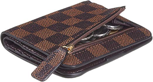 Rita Messi Checkered Womens Rfid Blocking Slim Bifold Luxury Vegan Leather Pocket Wallet with ID Window Mini Purse