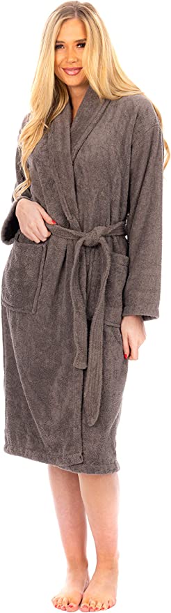 Adore Home Ladies 100% Heavy Cotton Shawl Collar Bathrobe Terry Towelling Bath Robe Dressing Gown