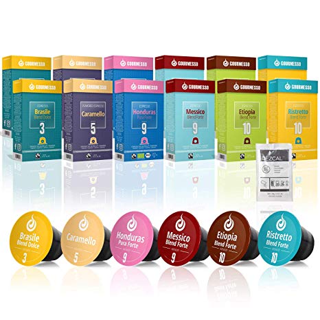 Gourmesso Select Bundle - 120 Coffee Capsules Compatible with Nespresso Original Line - 100% Fair Trade | Variety Pack Espresso and Lungo INCLUDES FREE Dezcal Descaler