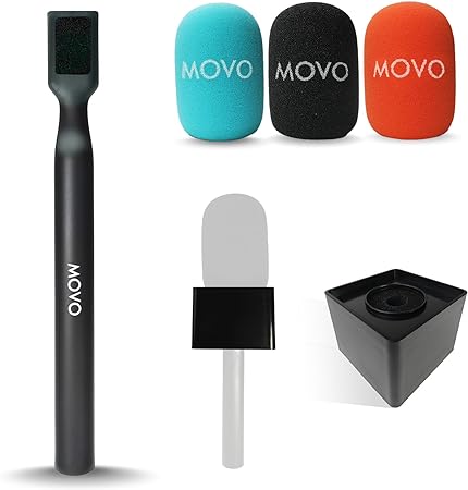 Movo WMX-HM Wireless Interview Microphone Adapter w/Mic Flag - Compatible with DJI Mic, Rode Wireless GO, Hollyland Lark, and More - Great for Interviews, Reporters, and Content Creation