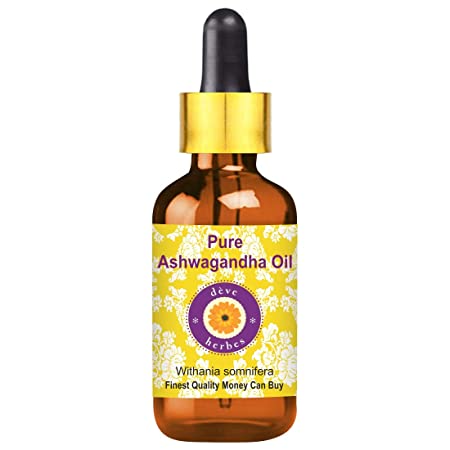 Deve Herbes Pure Ashwagandha Oil (Withania somnifera) with Glass Dropper 100% Natural Therapeutic Grade for Personal Care 30ml (1.01oz)